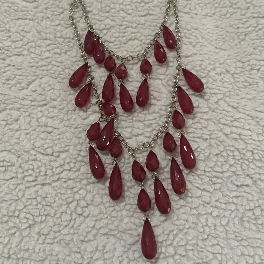 Burgundy Double Bib Necklace